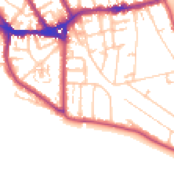 Daytime road noise heatmap for TW11 0BL
