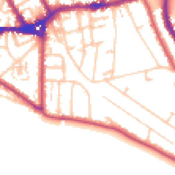 Daytime road noise heatmap for TW11 0BN