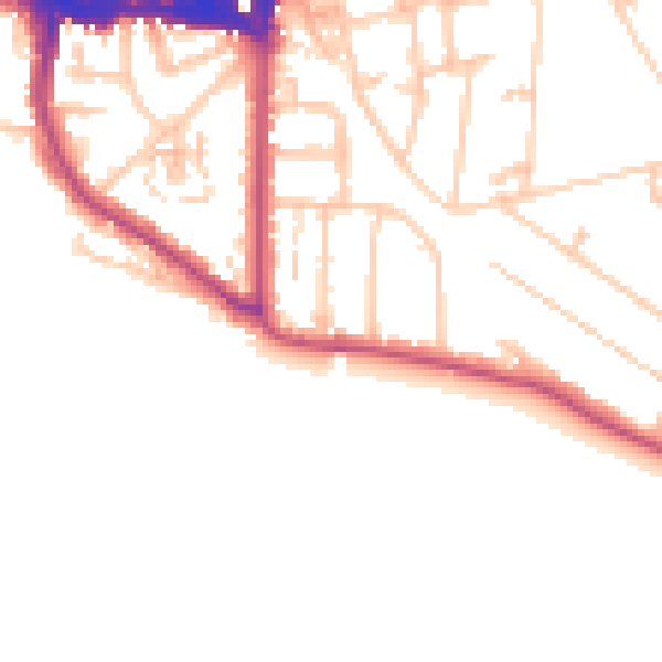 Daytime road noise heatmap for TW11 0BS