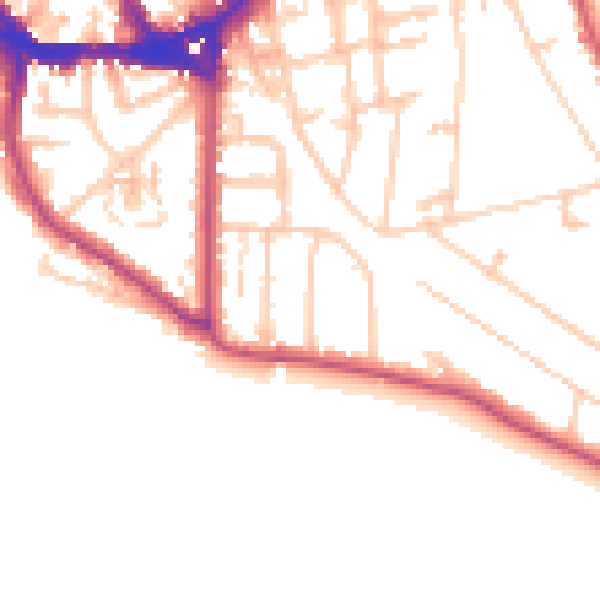 Daytime road noise heatmap for TW11 0BT