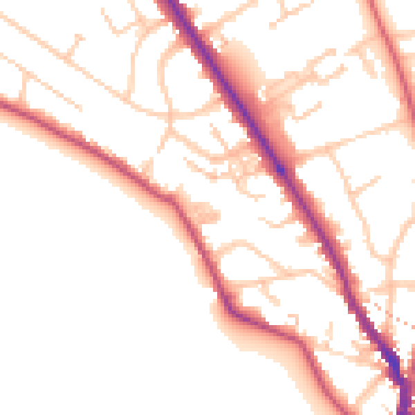 Daytime road noise heatmap for TW11 0BU