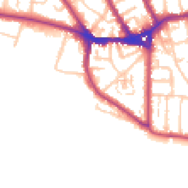 Daytime road noise heatmap for TW11 0DA