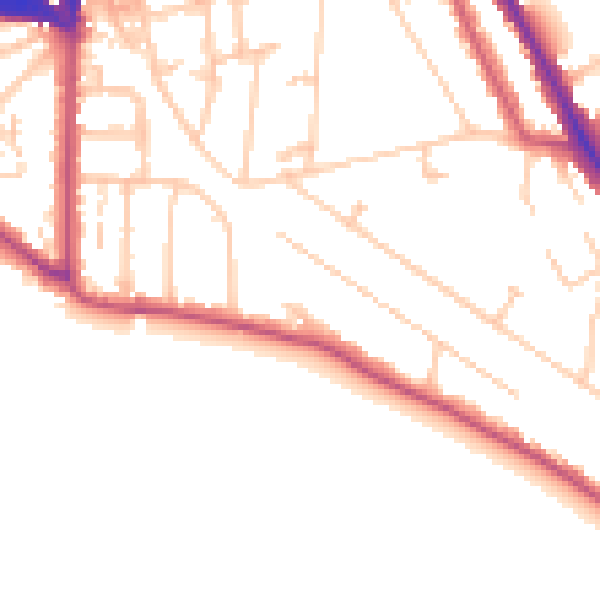 Daytime road noise heatmap for TW11 0DG