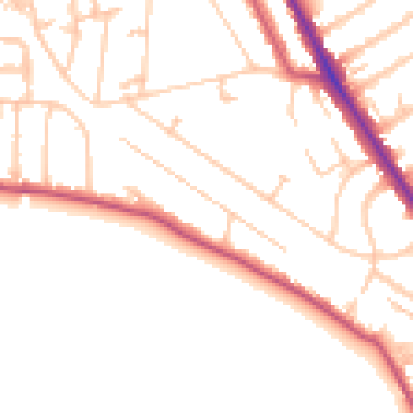 Daytime road noise heatmap for TW11 0DH