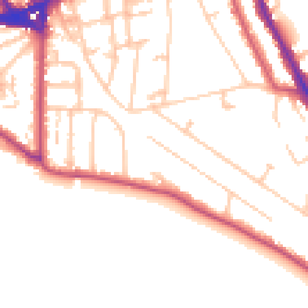 Daytime road noise heatmap for TW11 0DL