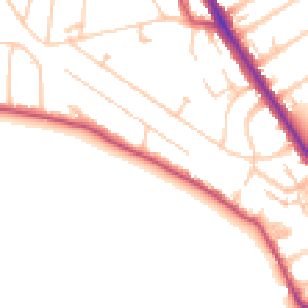 Daytime road noise heatmap for TW11 0DP