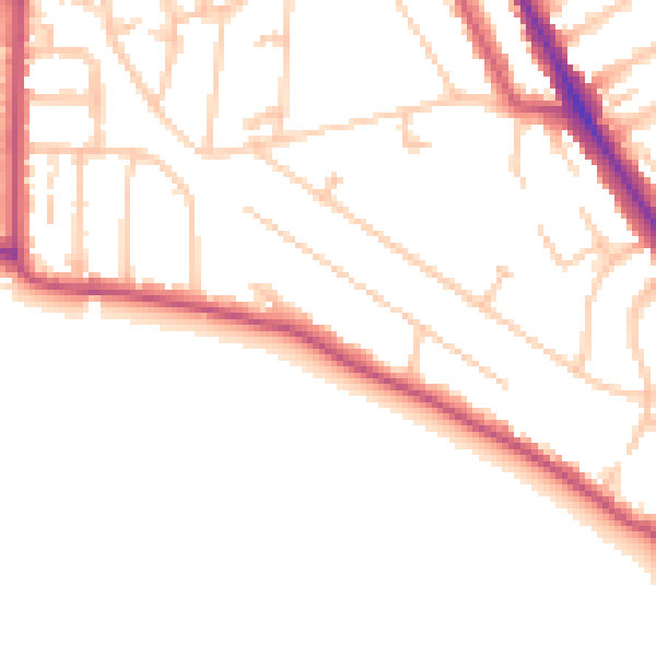 Daytime road noise heatmap for TW11 0DQ