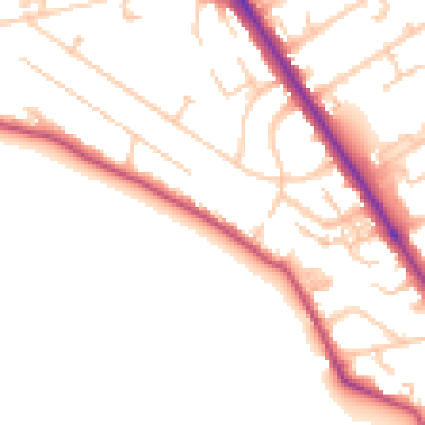 Daytime road noise heatmap for TW11 0DR