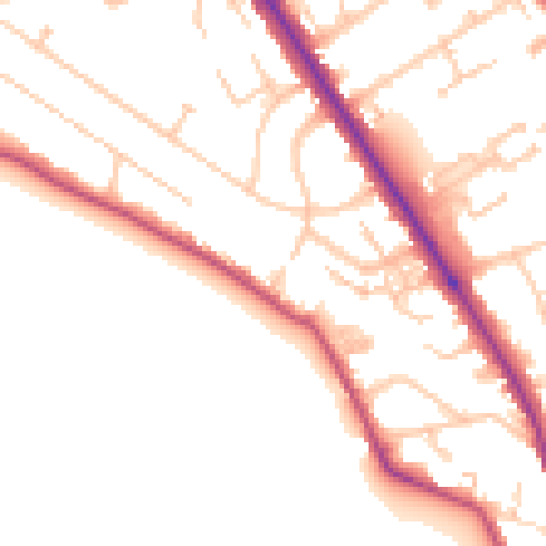 Daytime road noise heatmap for TW11 0DX
