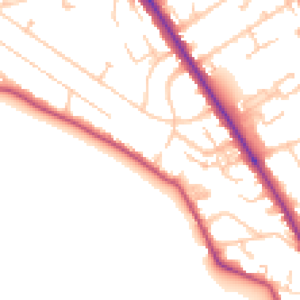 Daytime road noise heatmap for TW11 0DY