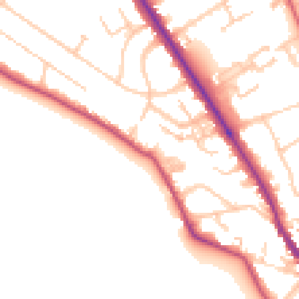 Daytime road noise heatmap for TW11 0EE
