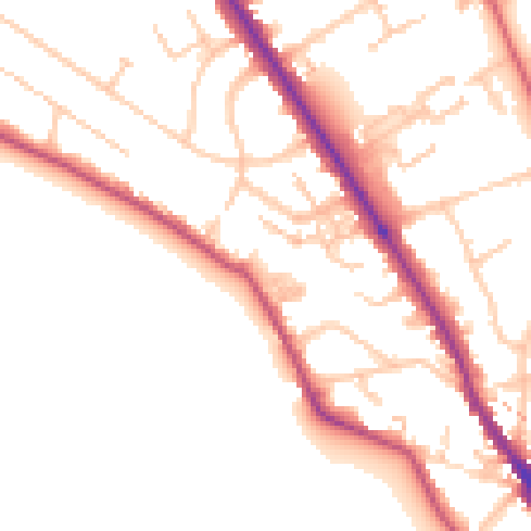 Daytime road noise heatmap for TW11 0EG
