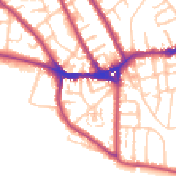 Daytime road noise heatmap for TW11 0HG