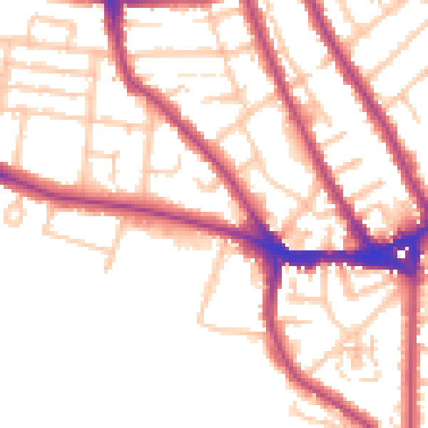 Daytime road noise heatmap for TW11 0JS