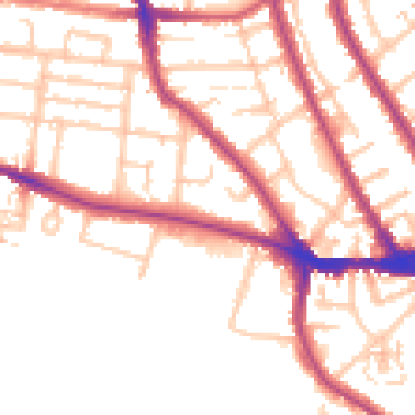 Daytime road noise heatmap for TW11 0JT