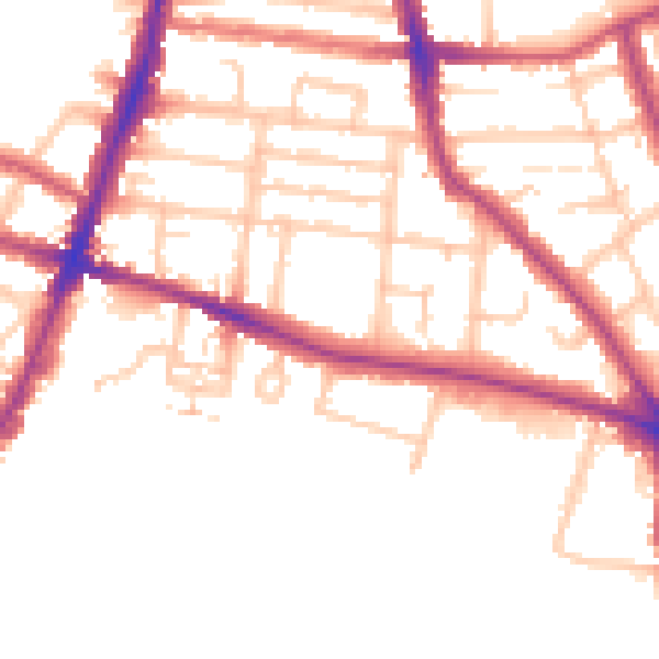 Daytime road noise heatmap for TW11 0JX