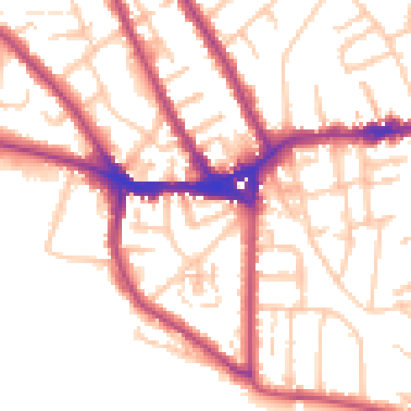 Daytime road noise heatmap for TW11 0LD