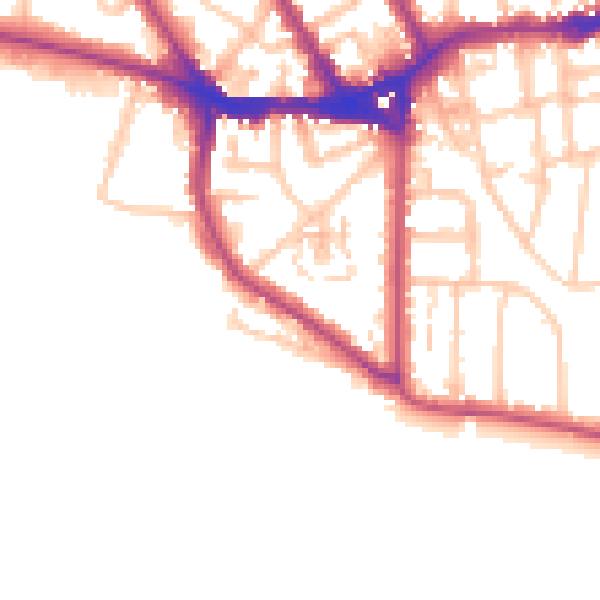 Daytime road noise heatmap for TW11 0LZ