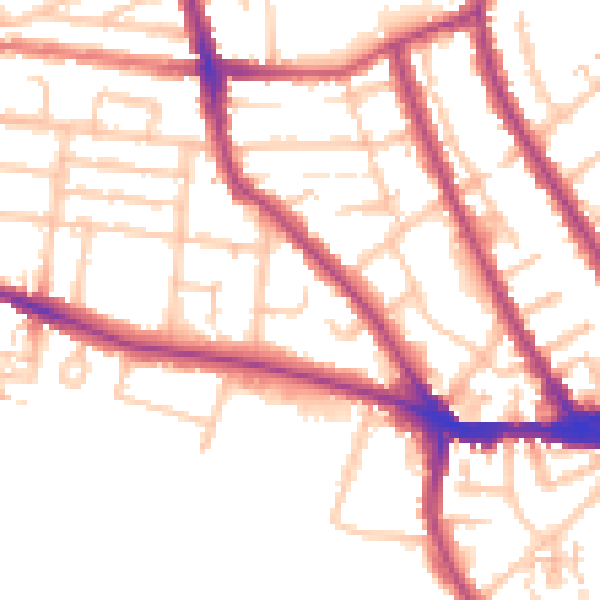 Daytime road noise heatmap for TW11 0NT