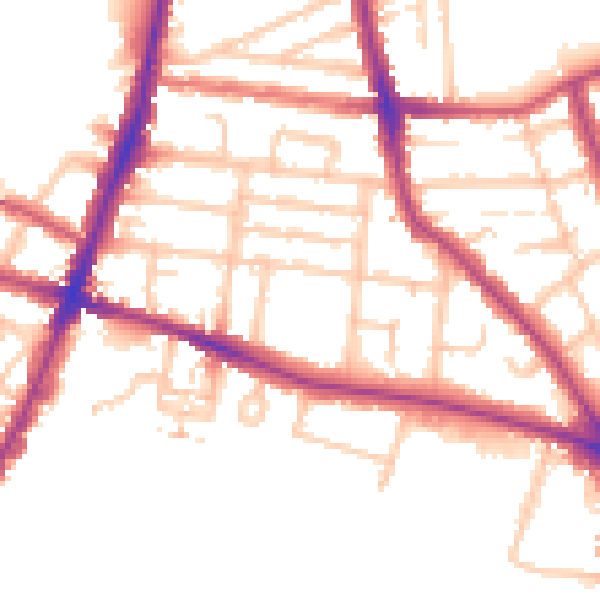 Daytime road noise heatmap for TW11 0PJ