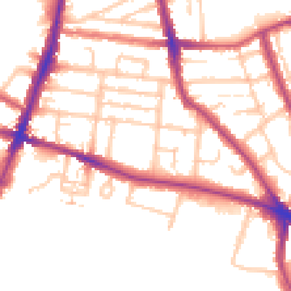 Daytime road noise heatmap for TW11 0PW