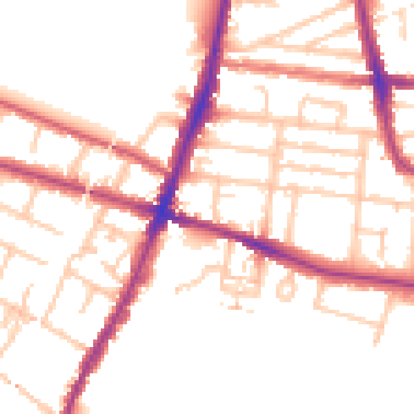 Daytime road noise heatmap for TW11 0QG