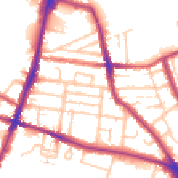 Daytime road noise heatmap for TW11 0RL