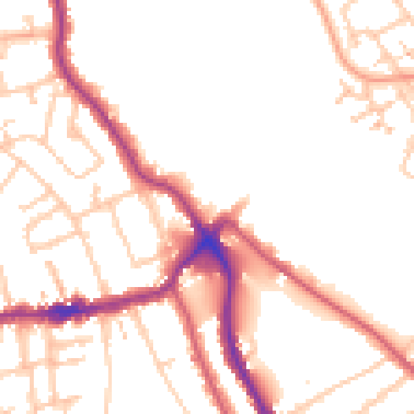 Daytime road noise heatmap for TW11 8BG