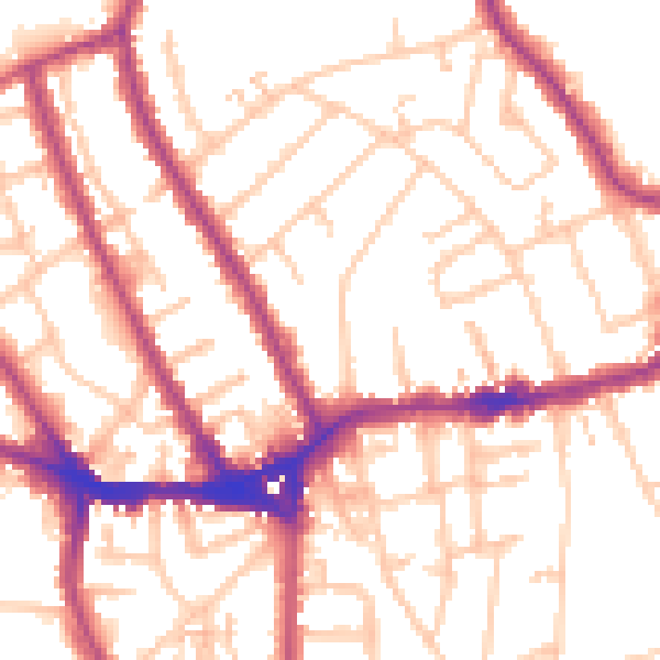 Daytime road noise heatmap for TW11 8BU
