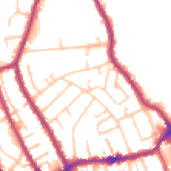 Daytime road noise heatmap for TW11 8DL