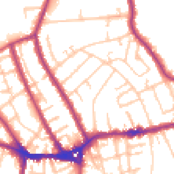 Daytime road noise heatmap for TW11 8EB