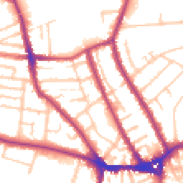 Daytime road noise heatmap for TW11 8GW