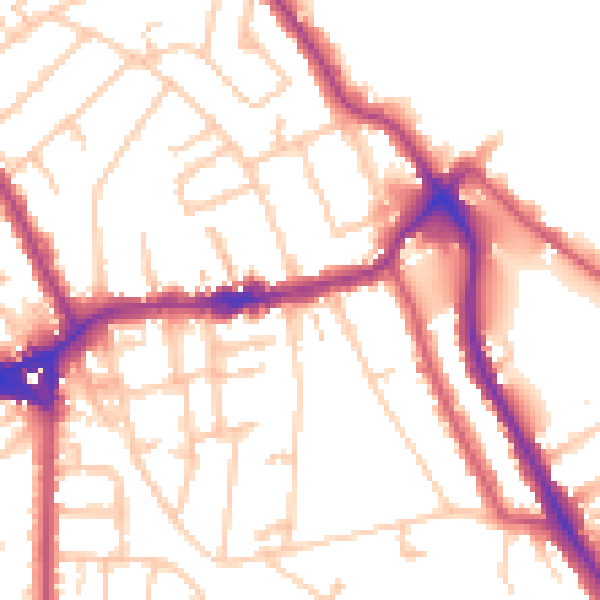 Daytime road noise heatmap for TW11 8JB