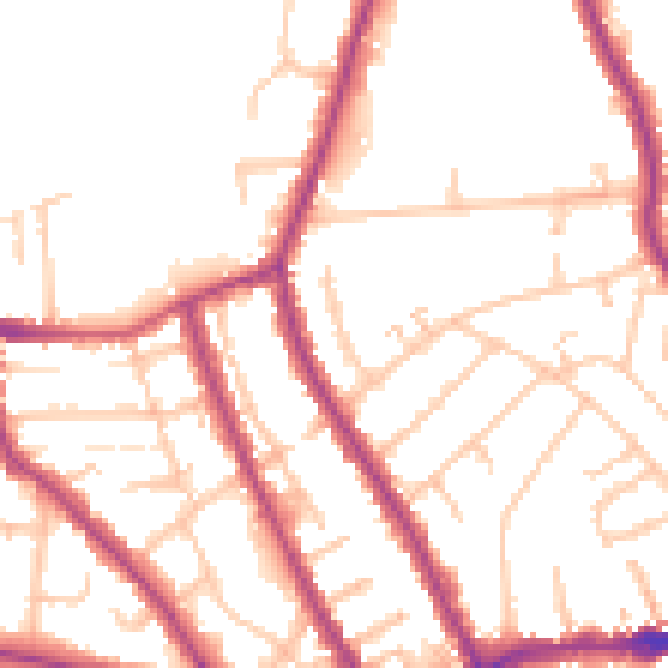 Daytime road noise heatmap for TW11 8NL