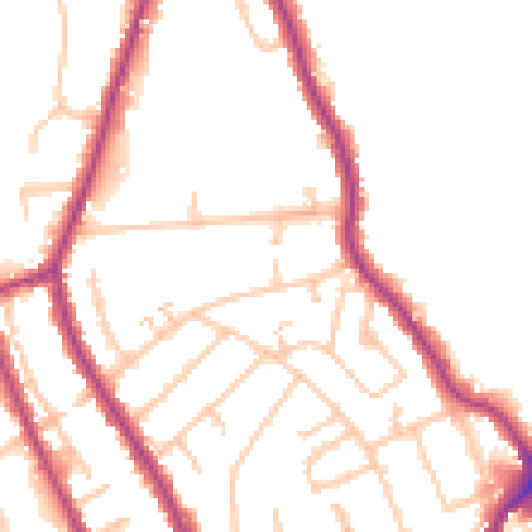Daytime road noise heatmap for TW11 8NQ