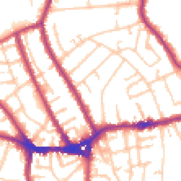 Daytime road noise heatmap for TW11 8NZ
