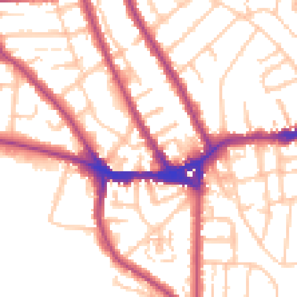 Daytime road noise heatmap for TW11 8PF
