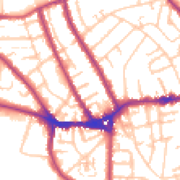 Daytime road noise heatmap for TW11 8QQ