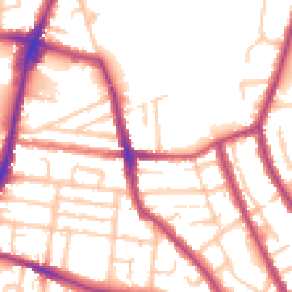 Daytime road noise heatmap for TW11 8SQ