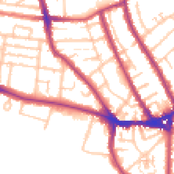 Daytime road noise heatmap for TW11 8TP