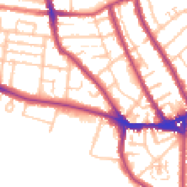 Daytime road noise heatmap for TW11 8TR