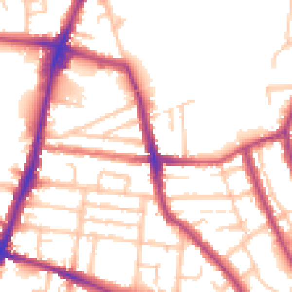 Daytime road noise heatmap for TW11 8UF