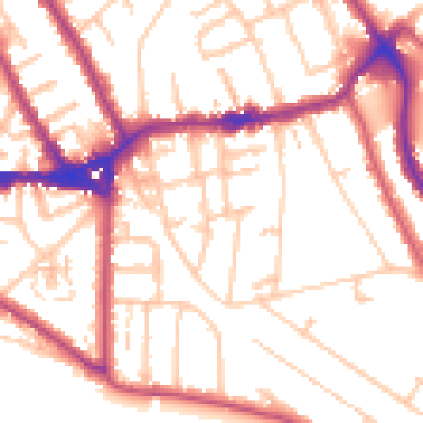 Daytime road noise heatmap for TW11 9AE