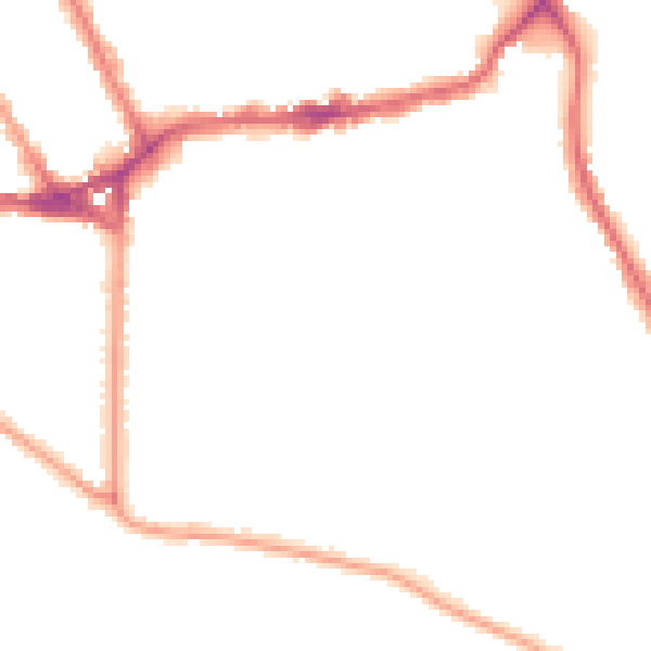 Night-time road noise heatmap for TW11 9AX