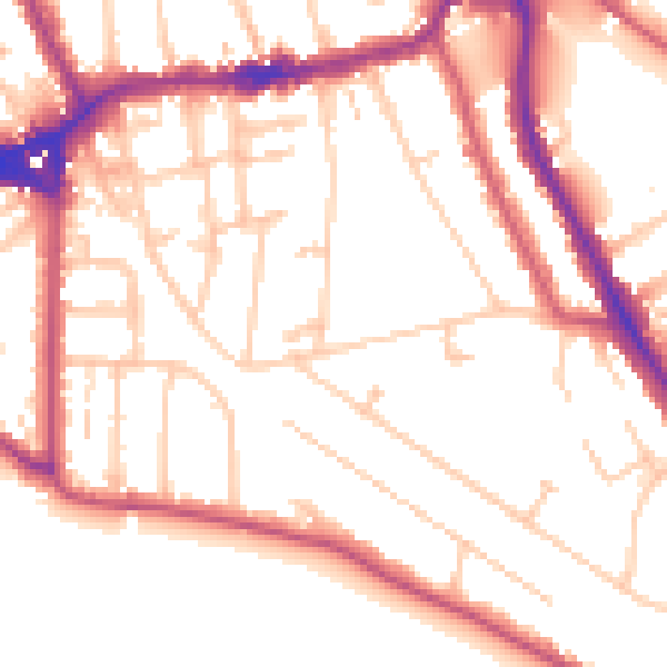 Daytime road noise heatmap for TW11 9AZ