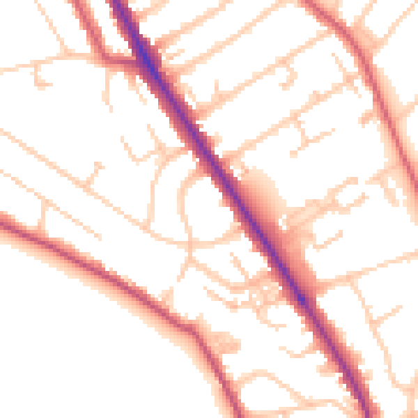 Daytime road noise heatmap for TW11 9JG