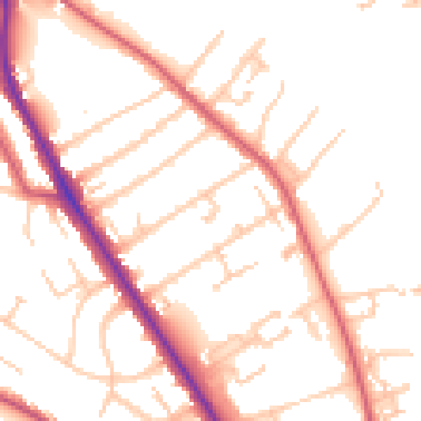 Daytime road noise heatmap for TW11 9LN
