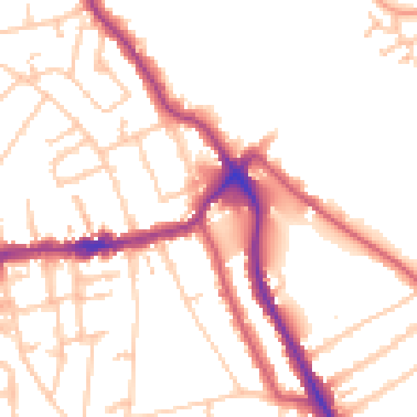 Daytime road noise heatmap for TW11 9ND