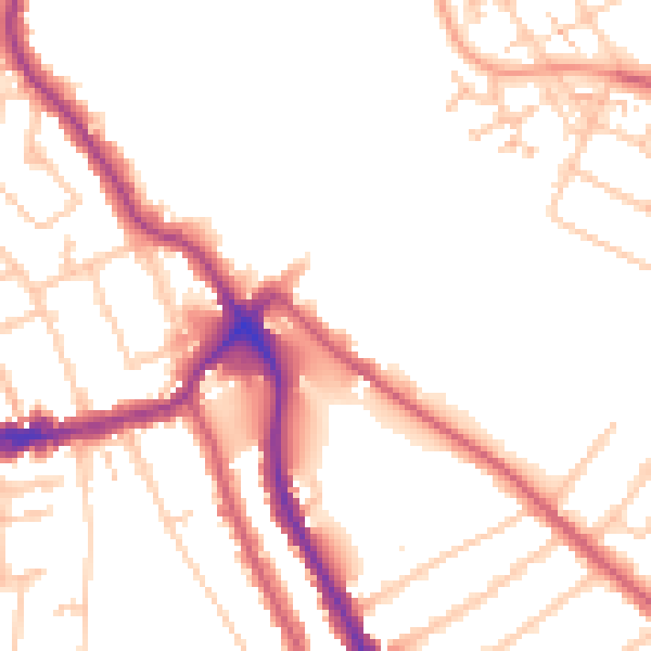 Daytime road noise heatmap for TW11 9NR