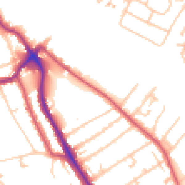 Daytime road noise heatmap for TW11 9NX